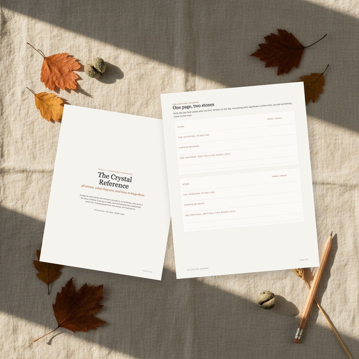 The cover and a crystal grid template page