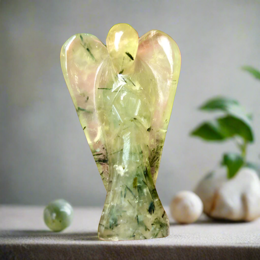 Prehnite Angel – 2" Guardian Angel for Healing, Intuition & Heart-Centered Peace