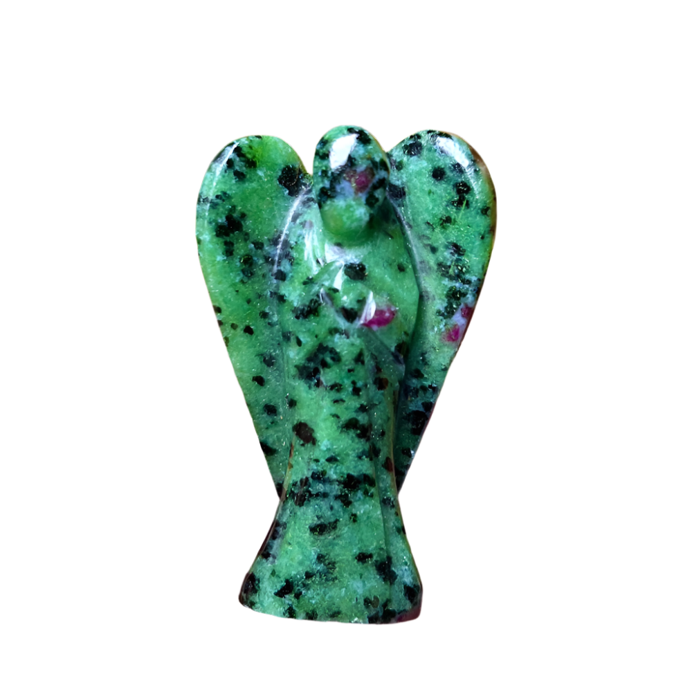 Ruby Zoisite Angel – 2" Guardian Angel for Passion, Growth & Spiritual Harmony