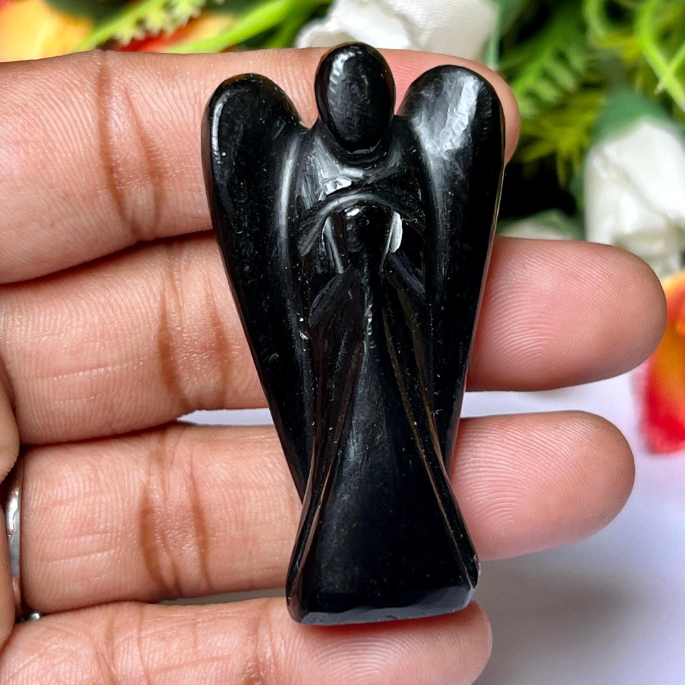 Black Obsidian Angel – 2" Guardian Angel for Protection, Grounding & Energy Shielding