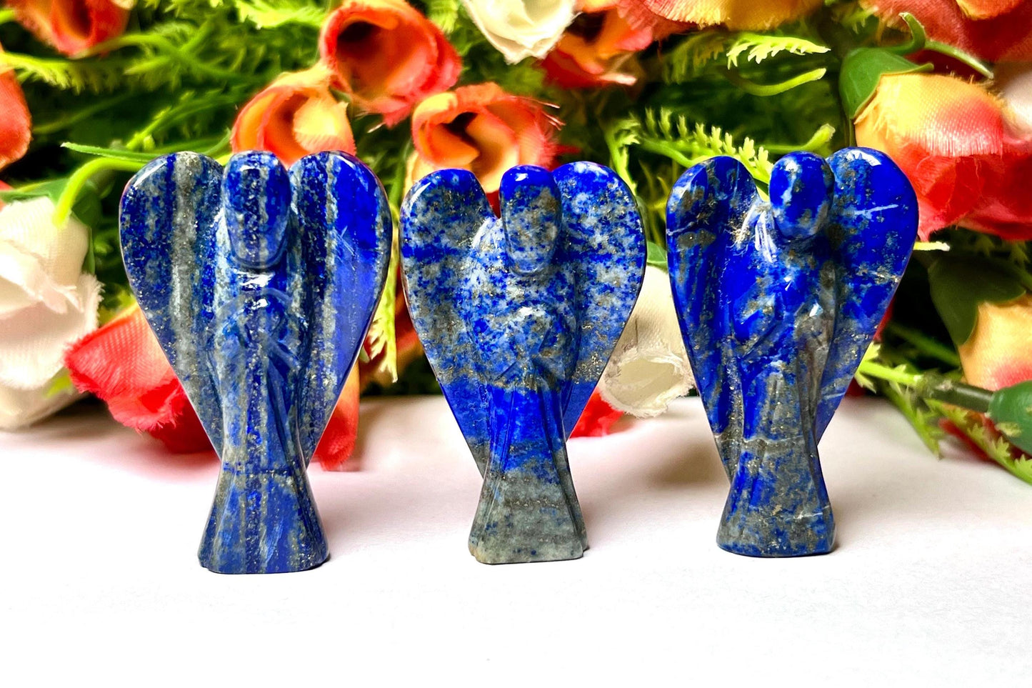 2" Lapis Lazuli Stone ANGEL (1) Piece Free standing guardian Angel crystal Reiki energy blessed hand carved Pocket Angel Angelic connection