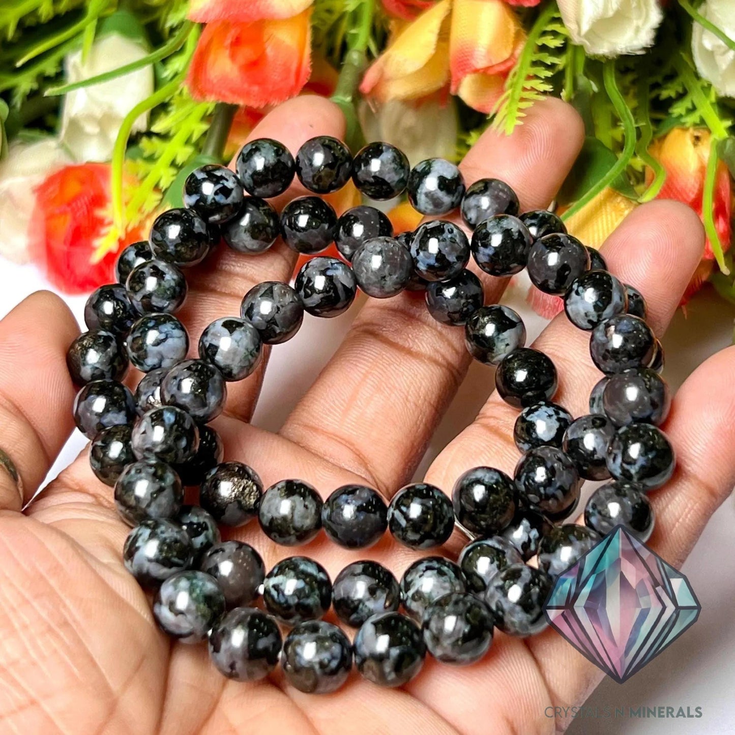Indigo Gabbro Mystic Merlinite Stone Bracelet l Stretchable Bracelet l Unisex Bracelet l 8 MM Bracelet