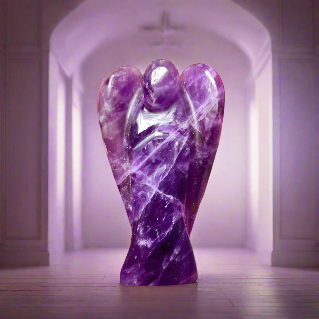 Amethyst Angel – 2" Guardian Angel for Peace, Intuition & Spiritual Protection