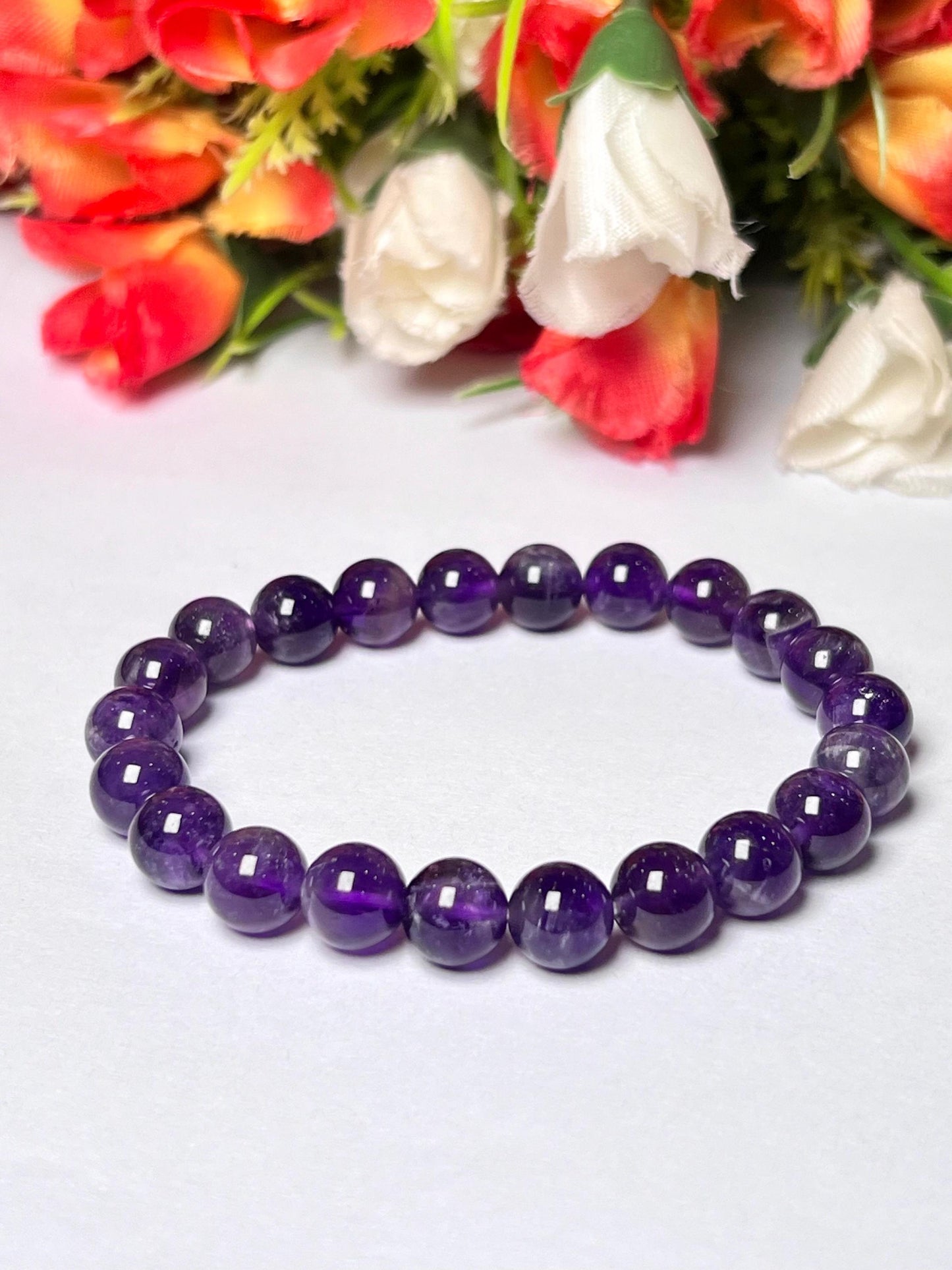 Amethyst Stone Bracelet l Stretchable Bracelet l Unisex Bracelet l 8 MM Bracelet