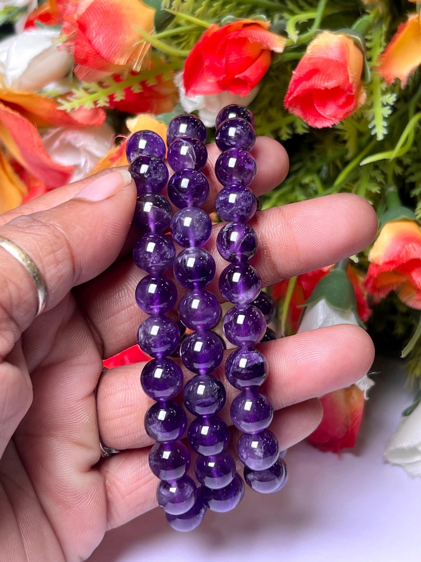 Amethyst Stone Bracelet l Stretchable Bracelet l Unisex Bracelet l 8 MM Bracelet