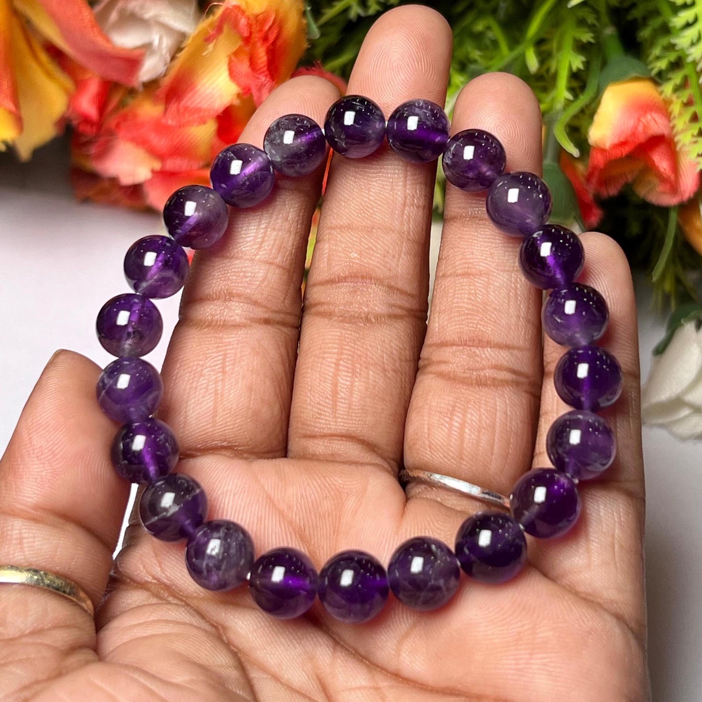Amethyst Stone Bracelet l Stretchable Bracelet l Unisex Bracelet l 8 MM Bracelet
