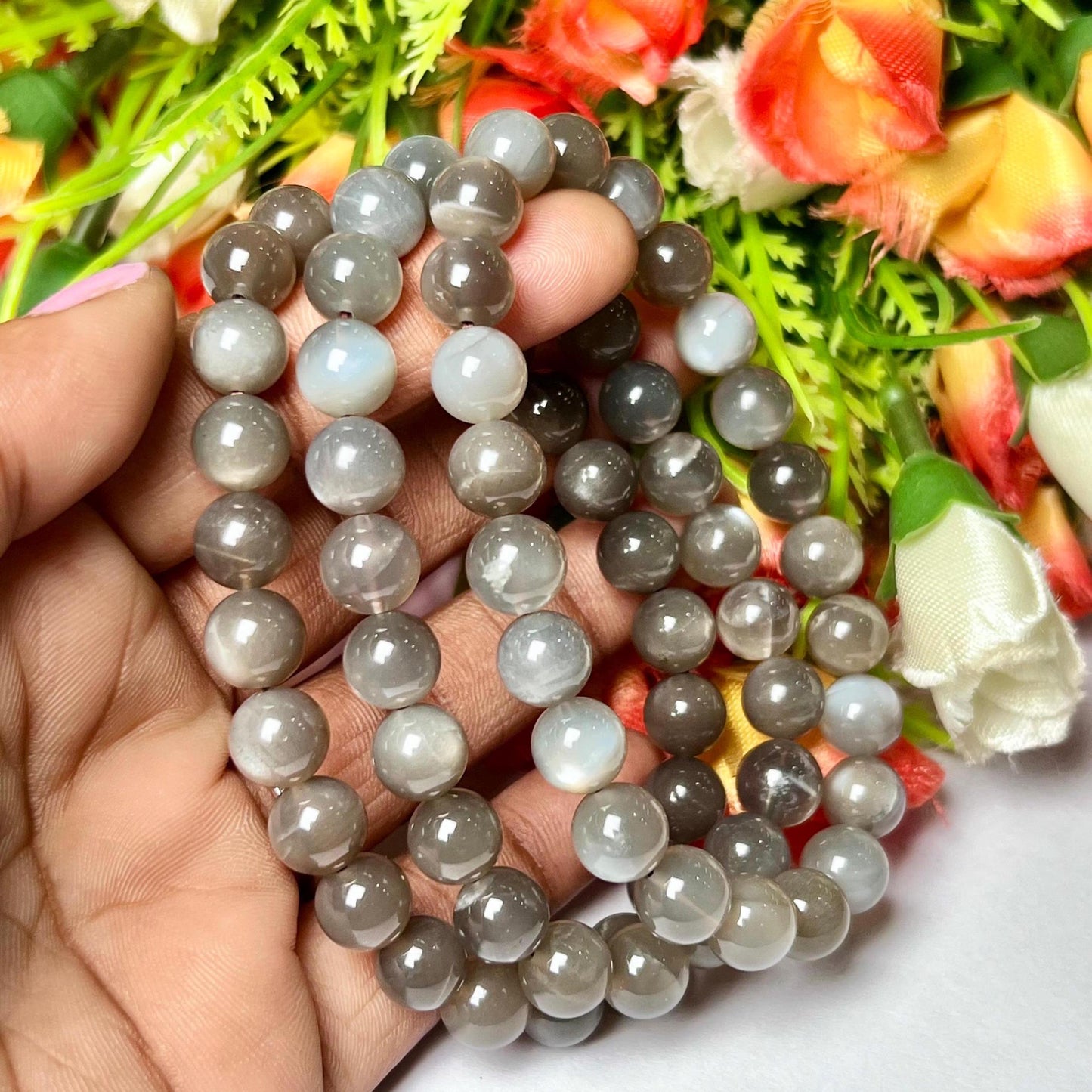 Black Moonstone Premium Quality Stone Bracelet l Stretchable Bracelet l Unisex Bracelet l 8 MM Bracelet AAAAA+++++