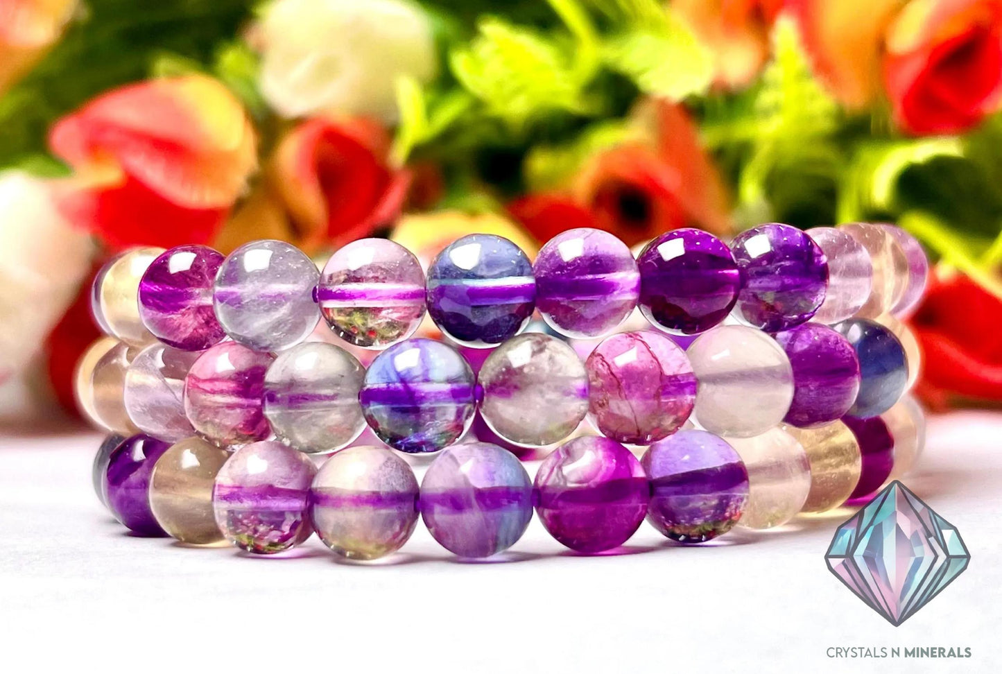 Rainbow Fluorite Stone Bracelet l Stretchable Bracelet l Unisex Bracelet l 8 MM Bracelet