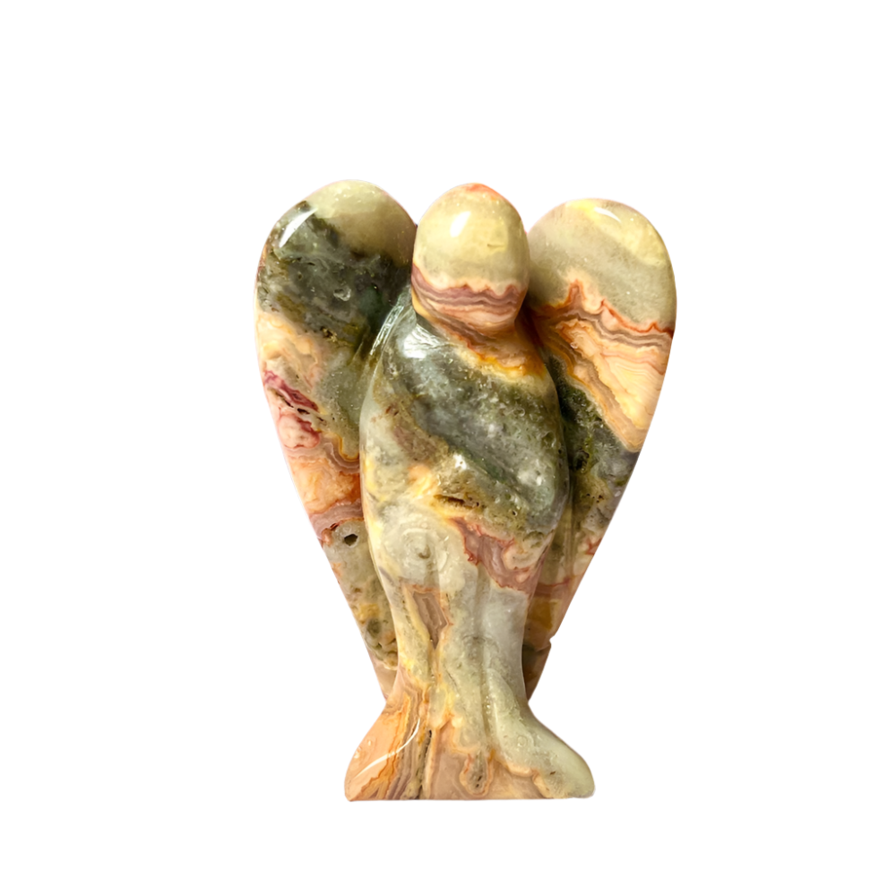 Crazy Lace Agate Angel – 2" Guardian Angel for Joy, Protection & Emotional Harmony