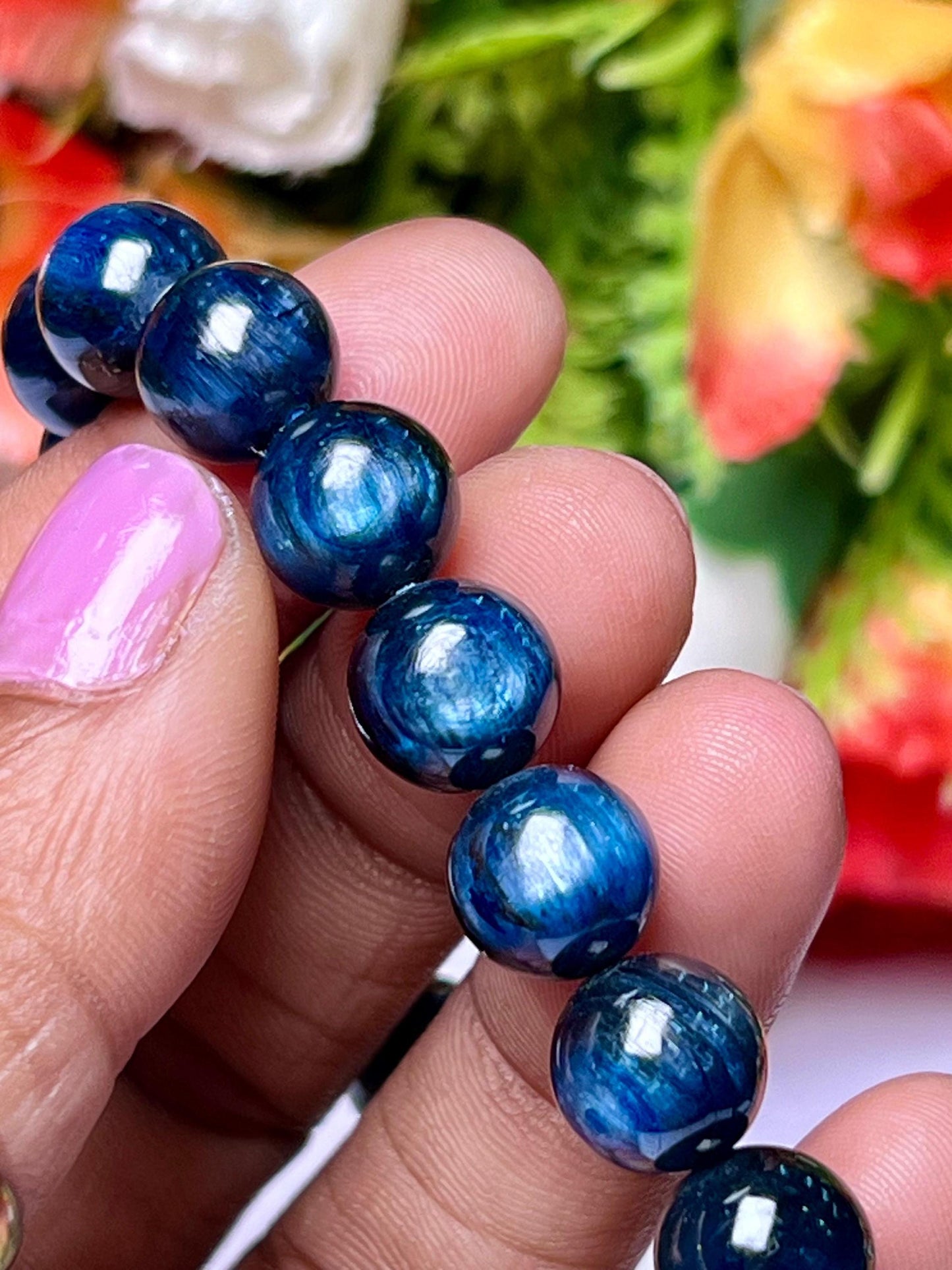 9 MM Blue Kyanite Stone Bracelet l Stretchable Bracelet l Unisex Bracelet