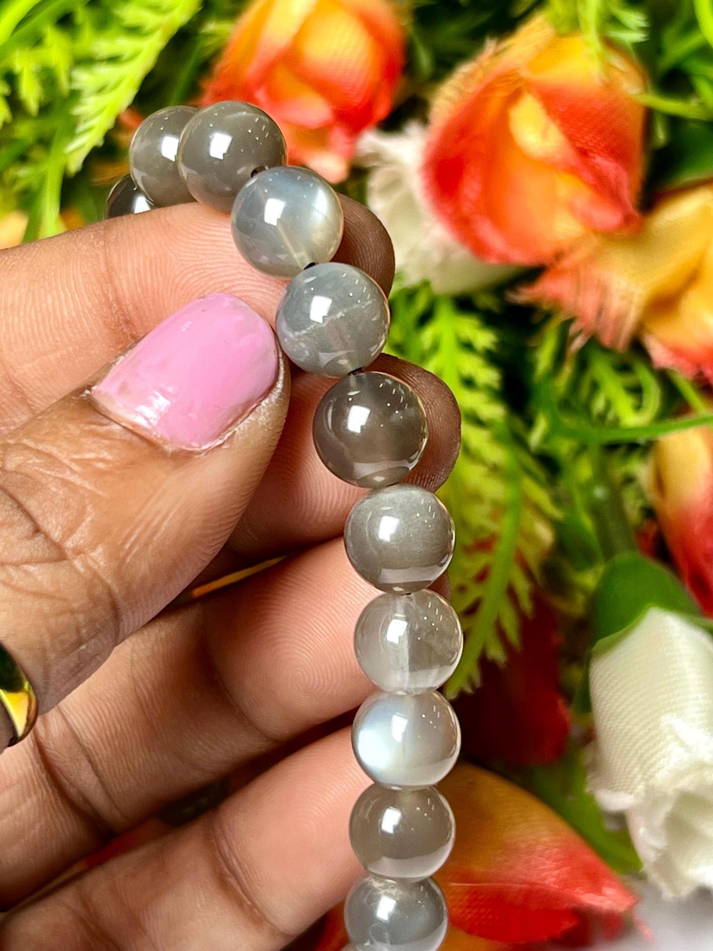 Black Moonstone Premium Quality Stone Bracelet l Stretchable Bracelet l Unisex Bracelet l 8 MM Bracelet AAAAA+++++