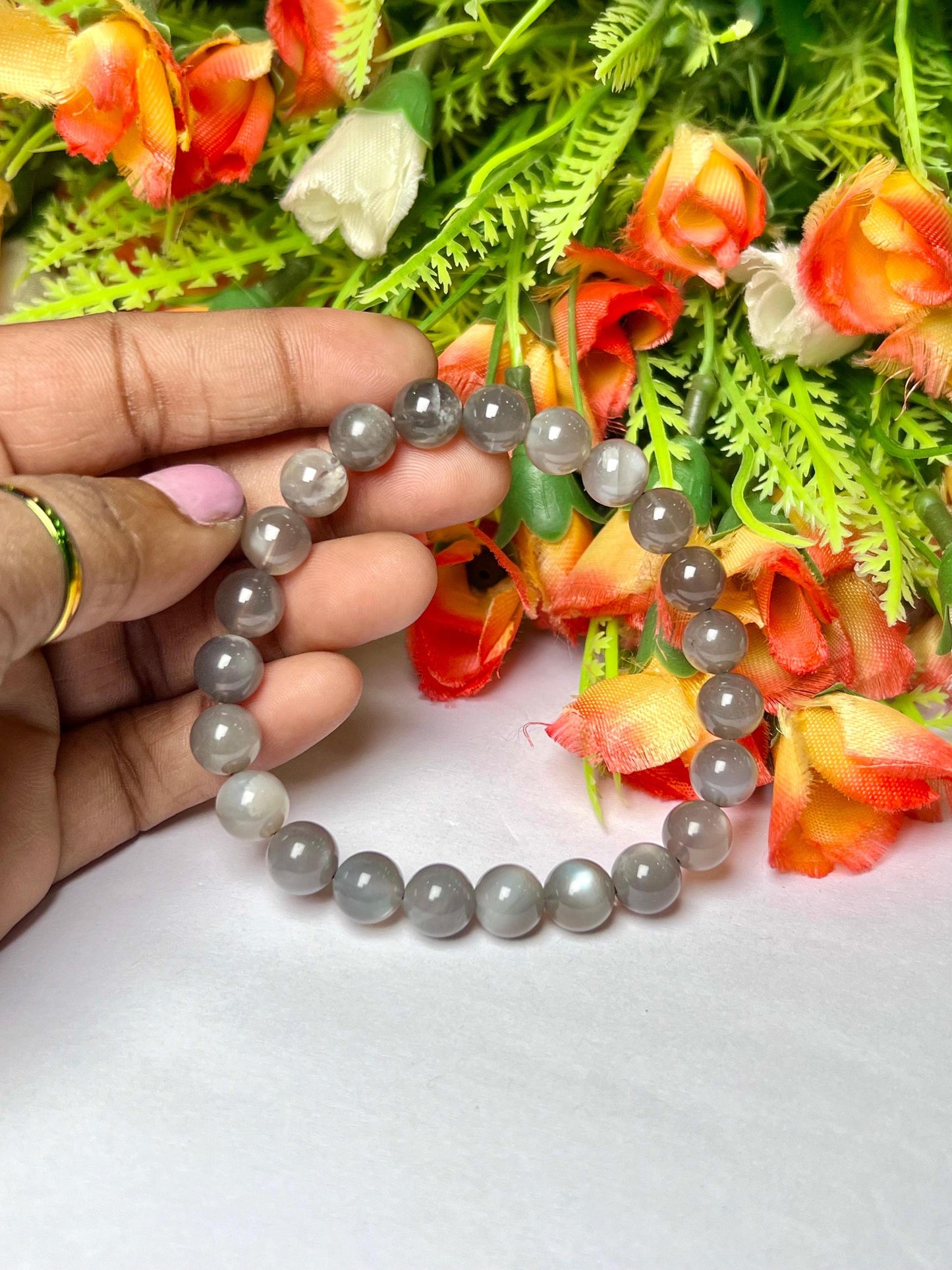 Black Moonstone Premium Quality Stone Bracelet l Stretchable Bracelet l Unisex Bracelet l 8 MM Bracelet AAAAA+++++