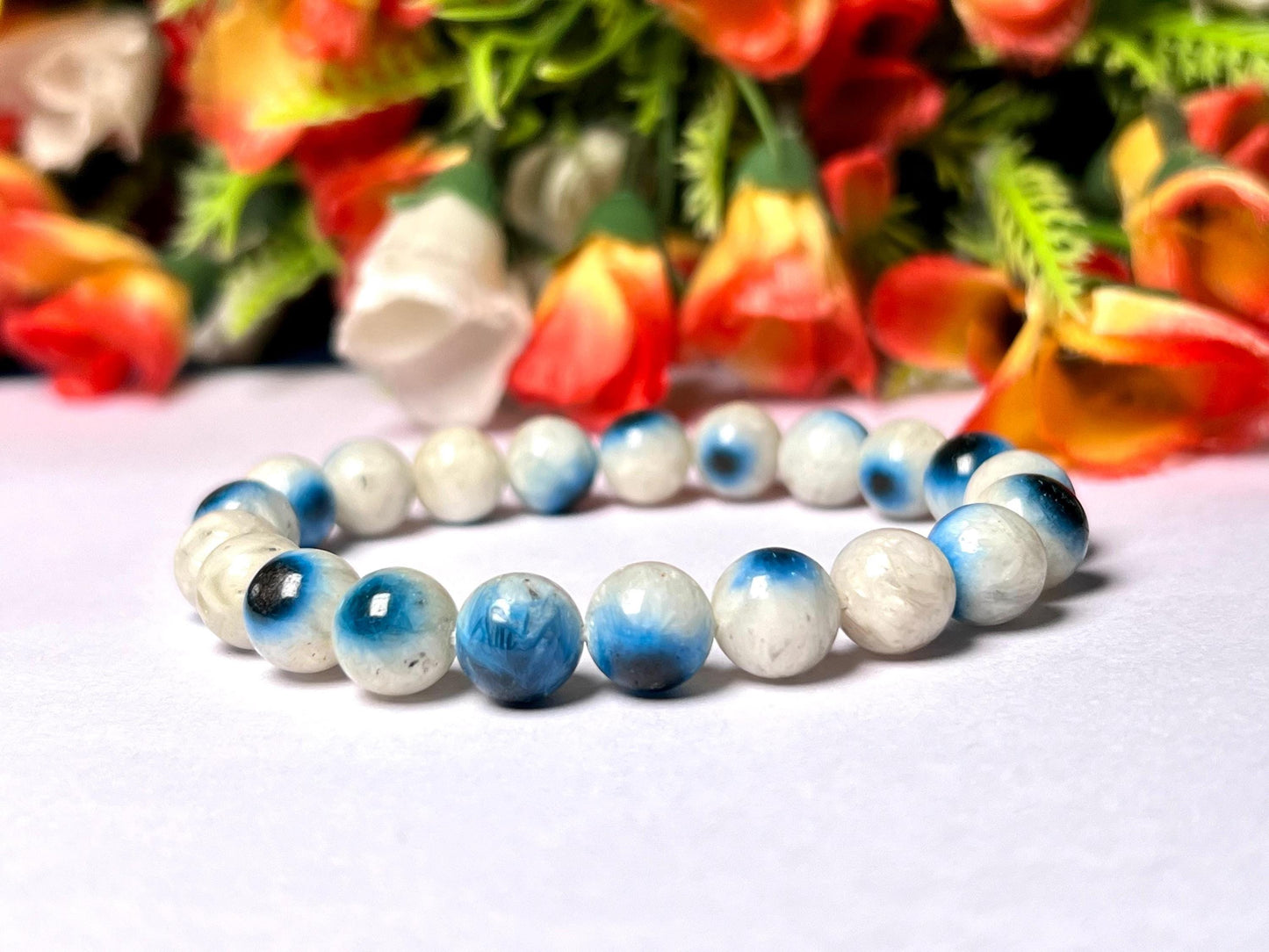 Blue Ice Nakaurite Ice Glacierite Stone Bracelet l Stretchable Bracelet l Unisex Bracelet l 8 MM Bracelet