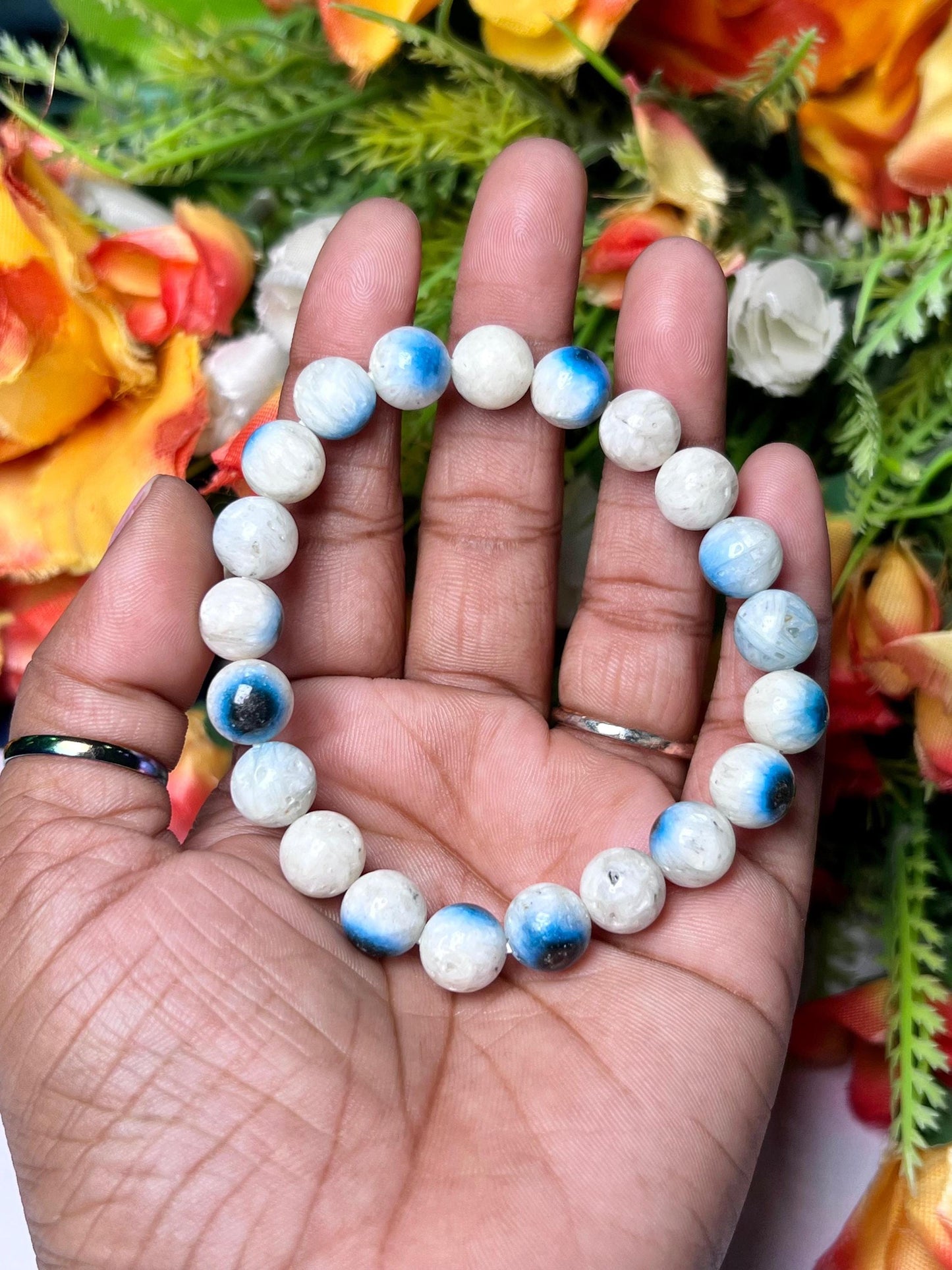 Blue Ice Nakaurite Ice Glacierite Stone Bracelet l Stretchable Bracelet l Unisex Bracelet l 8 MM Bracelet