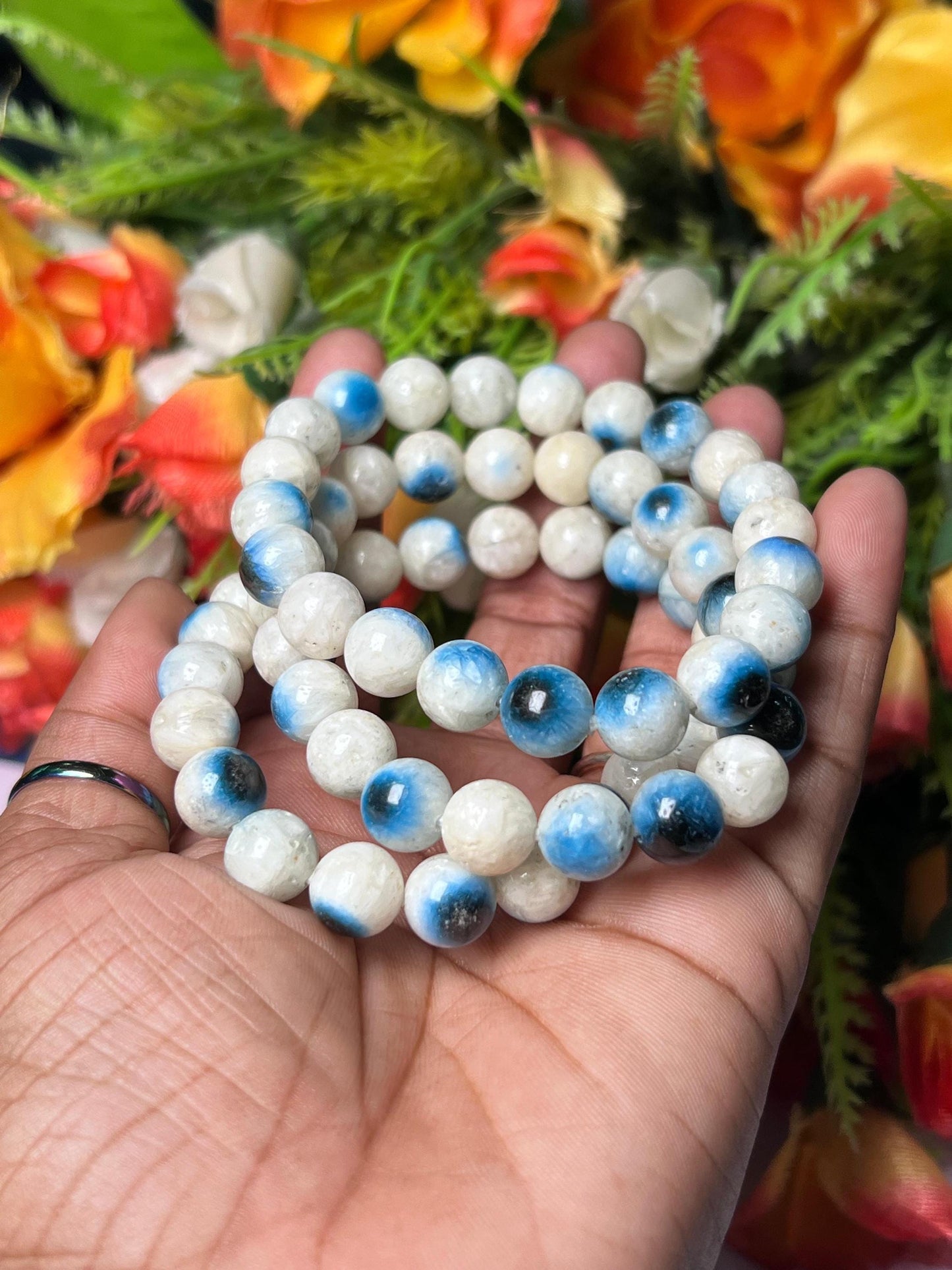 Blue Ice Nakaurite Ice Glacierite Stone Bracelet l Stretchable Bracelet l Unisex Bracelet l 8 MM Bracelet