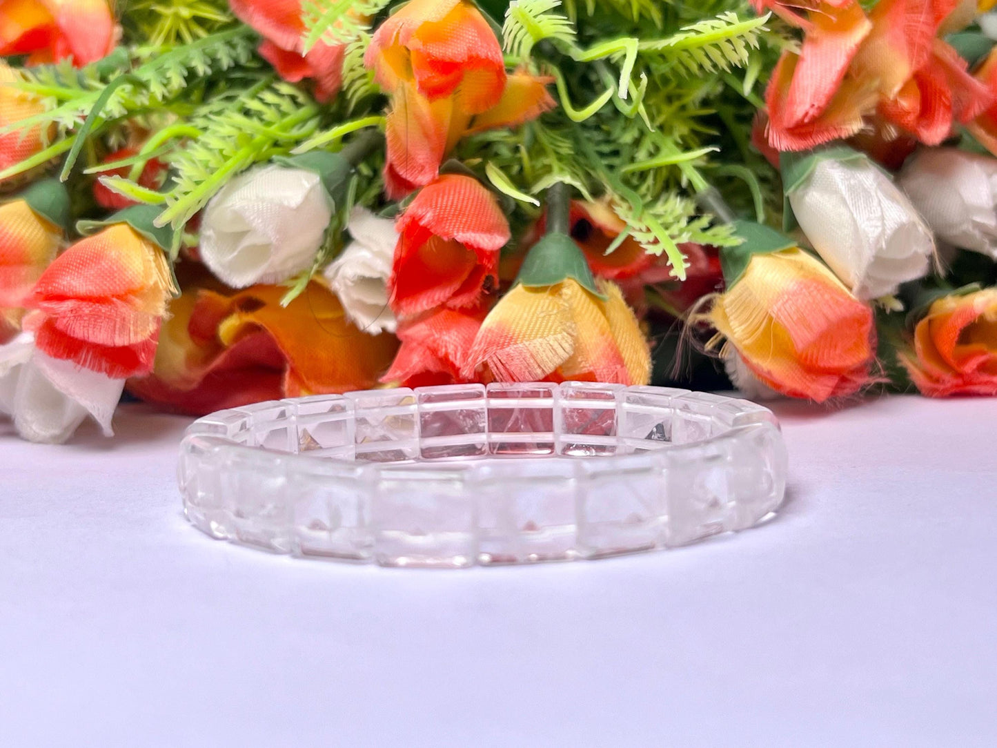 Tibetan Crystal Quartz Stone Pyramid Shape 10 MM Bracelet