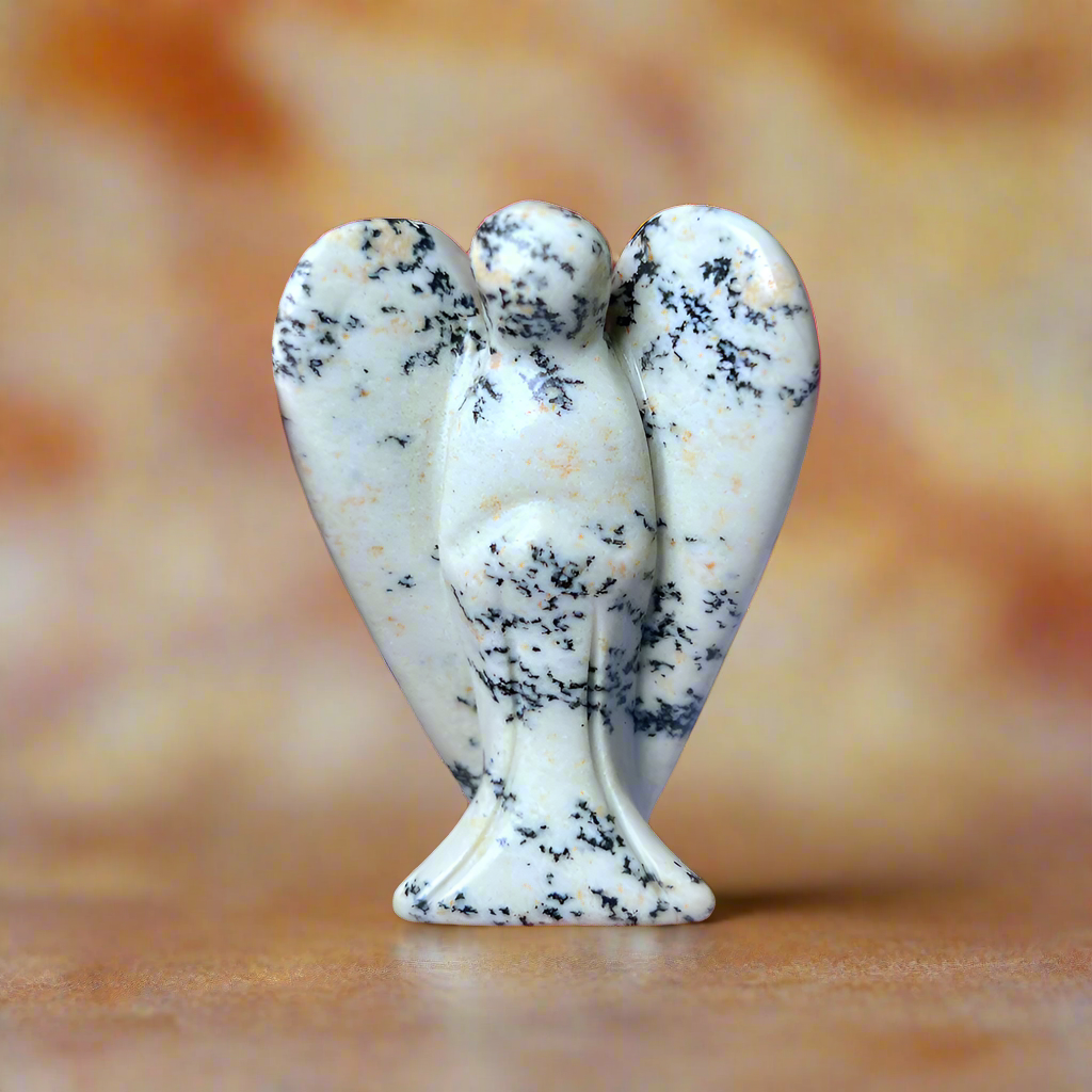 Dendritic Agate Angel – 2" Guardian Angel for Wisdom, Patience & Earth Connection
