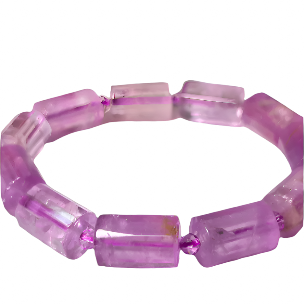 High-Vibration Vera Cruz Amethyst Pipe Bead Bracelet | Healing Crystals | Stress Relief