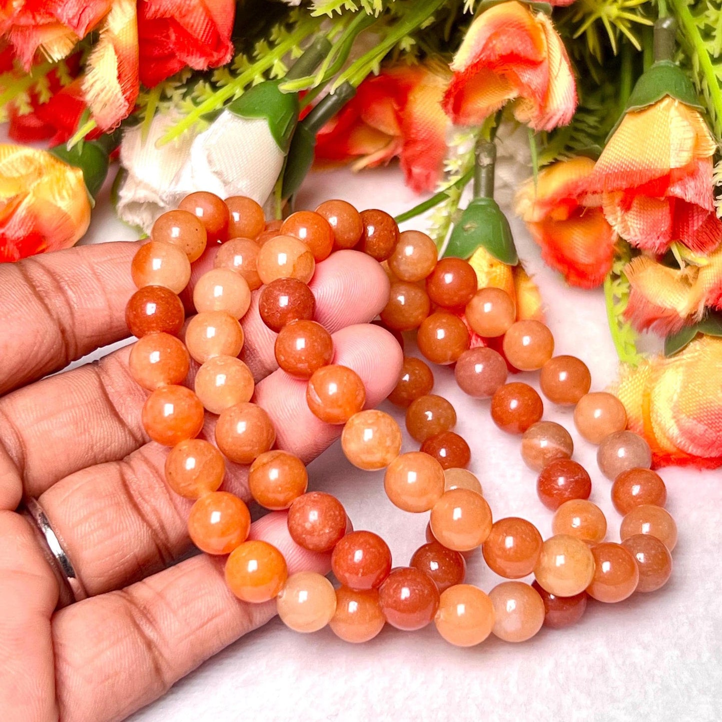 Red Aventurine Stone Bracelet l Stretchable Bracelet l Unisex Bracelet l 8 MM Bracelet