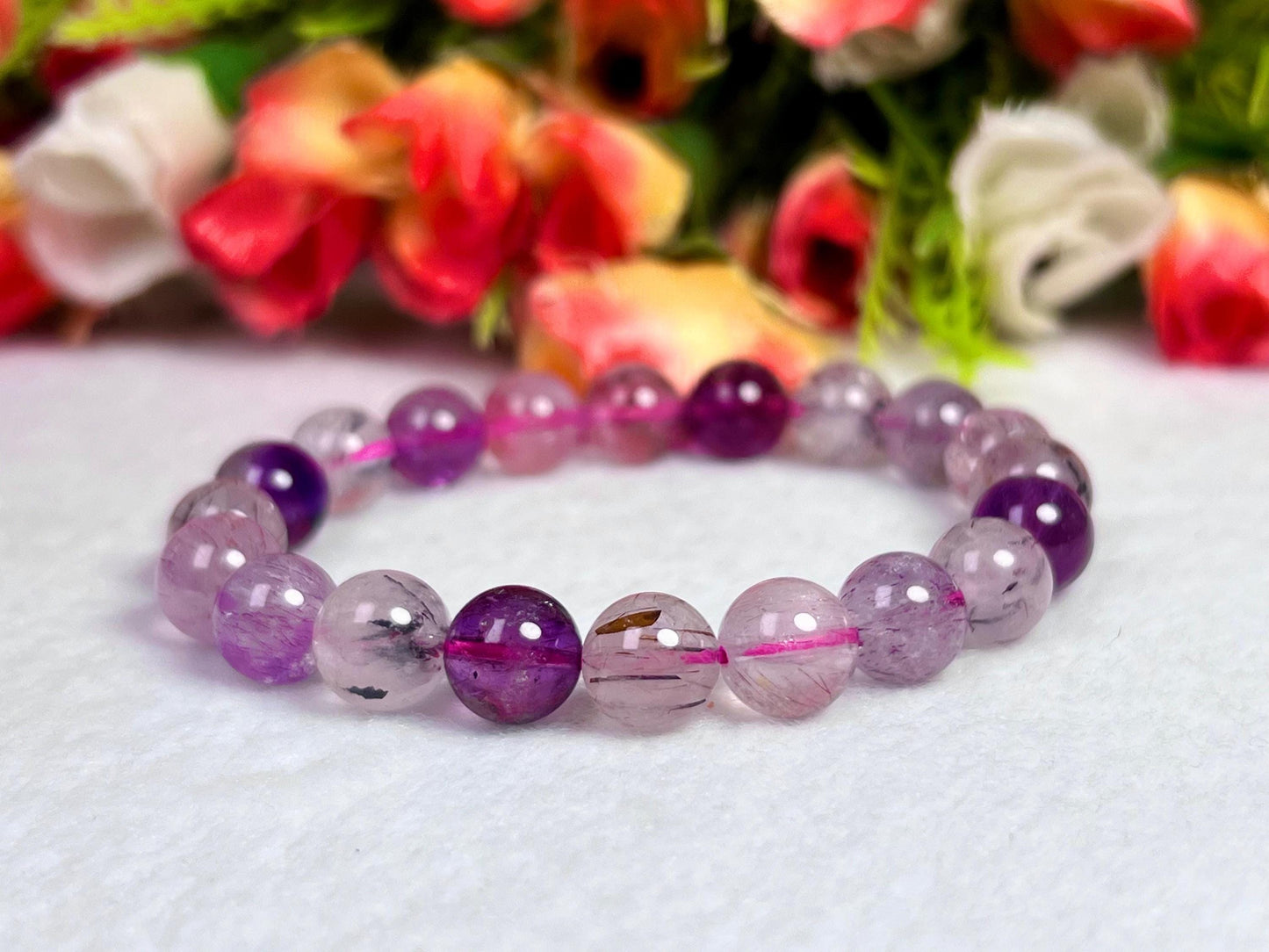 Super Seven Melody Stone Bracelet l Stretchable Bracelet l Unisex Bracelet l 8 MM Bracelet