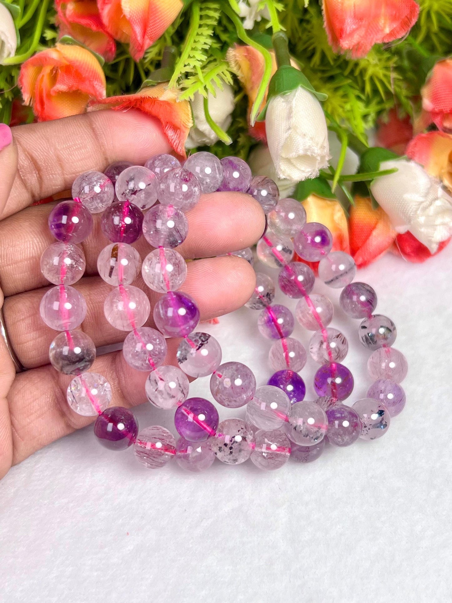 Super Seven Melody Stone Bracelet l Stretchable Bracelet l Unisex Bracelet l 8 MM Bracelet