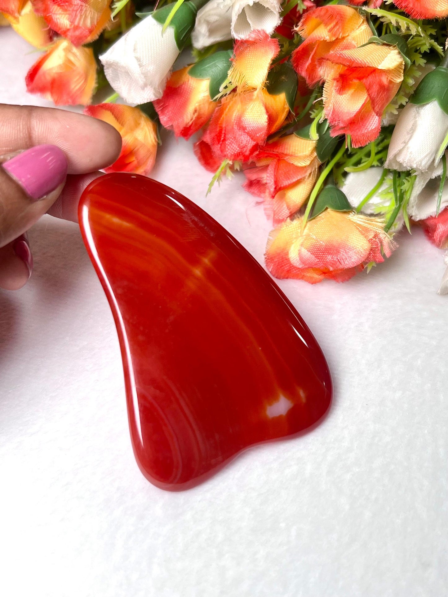 Red Onyx Stone Gua Sha Massager - Face Massage - Body Massage