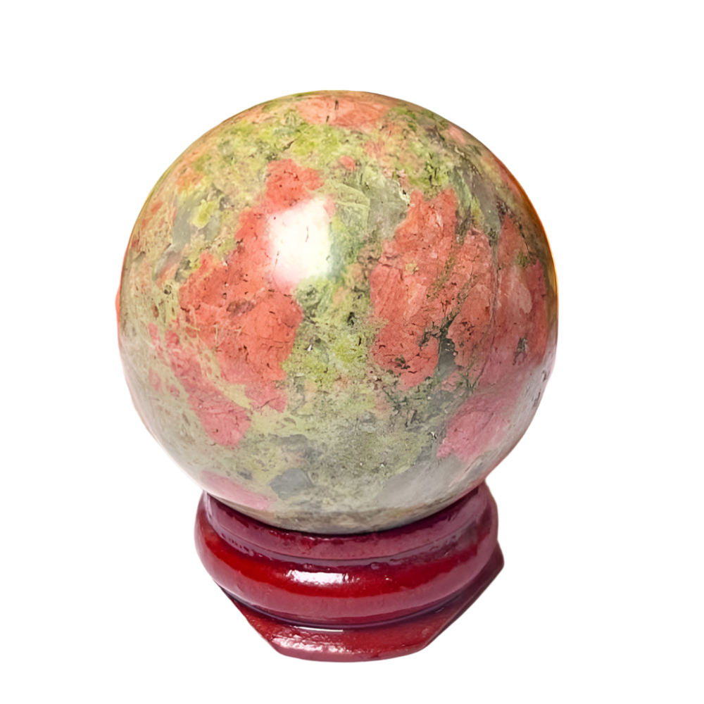 Unakite Stone Sphere – 40MM Crystal Ball for Emotional Healing, Balance & Meditation | Unakite Crystal | Unakite Jasper