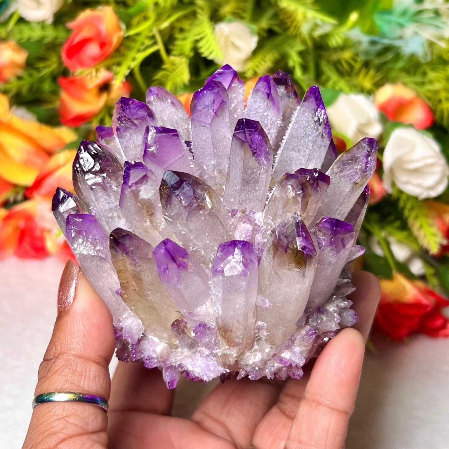 400g+ Purple Quartz Cluster, Energy Crystal Quartz Point VUG,Home Office Decor, Reiki Healing, Crystal gift 1PC