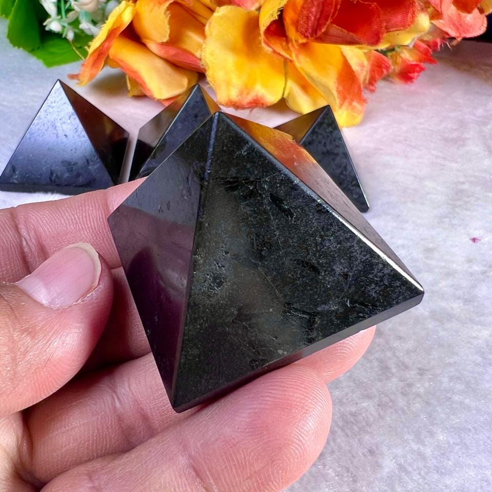 35 MM Black Tourmaline Gemstone Pyramid, Premium Quality 'A' Grade, Healing Crystals, Crystal Grids, Reiki
