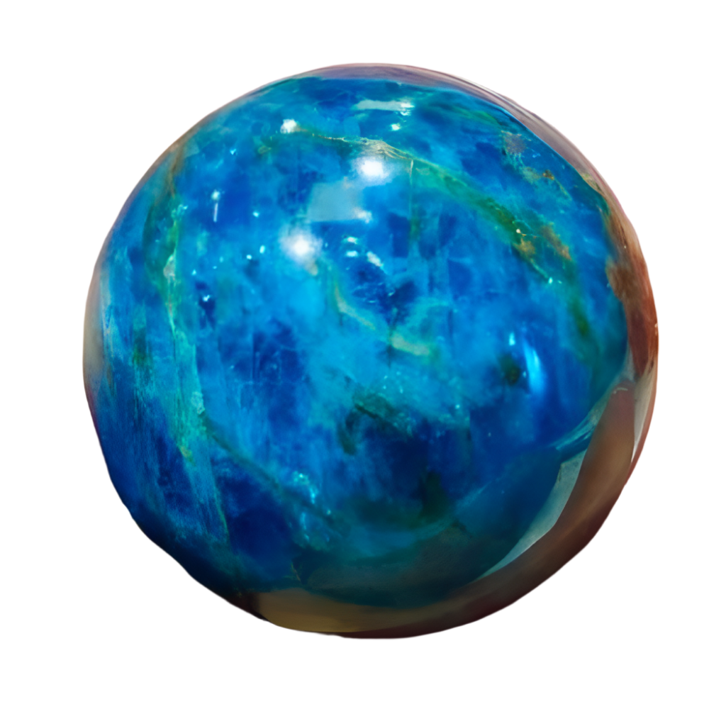Neon Blue Apatite Crystal Sphere – 40MM Stone for Inspiration, Clarity & Manifestation