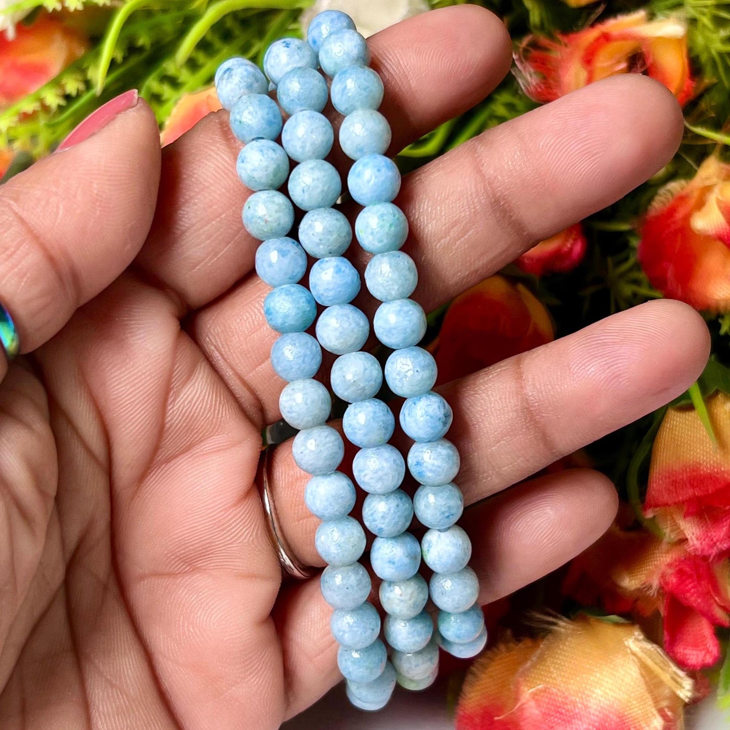 Blue Celestite Stone Bracelet l Stretchable Bracelet l Unisex Bracelet l 6 MM Bracelet