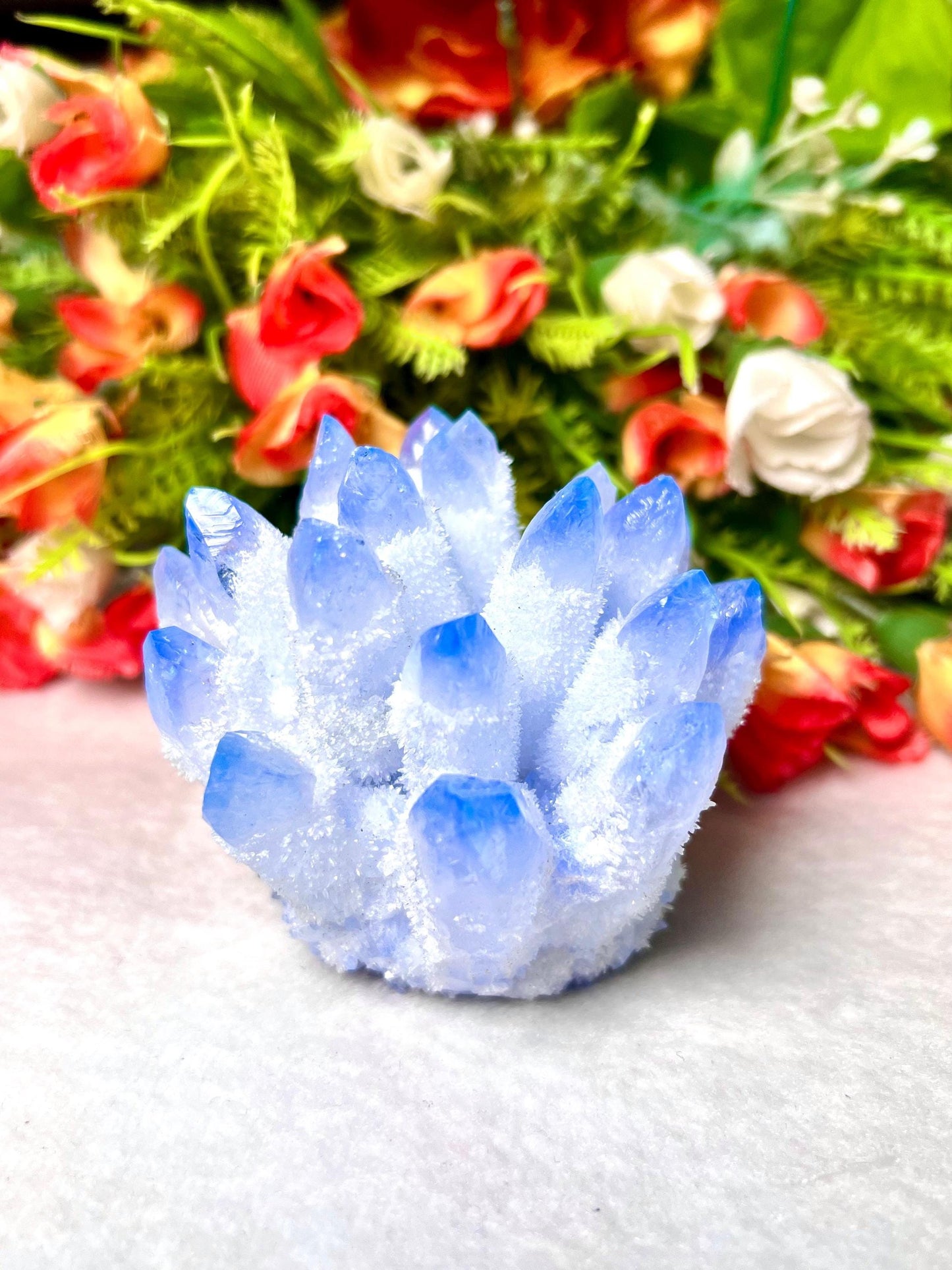 400g+ Blue Quartz Cluster, Energy Crystal Quartz Point VUG,Home Office Decor, Reiki Healing, Crystal gift 1PC