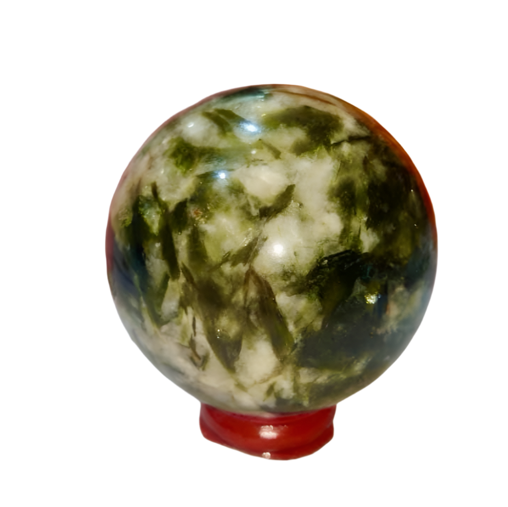 Green Tourmaline Mica Sphere – 60MM Crystal for Protection, Vitality & Grounding Energy