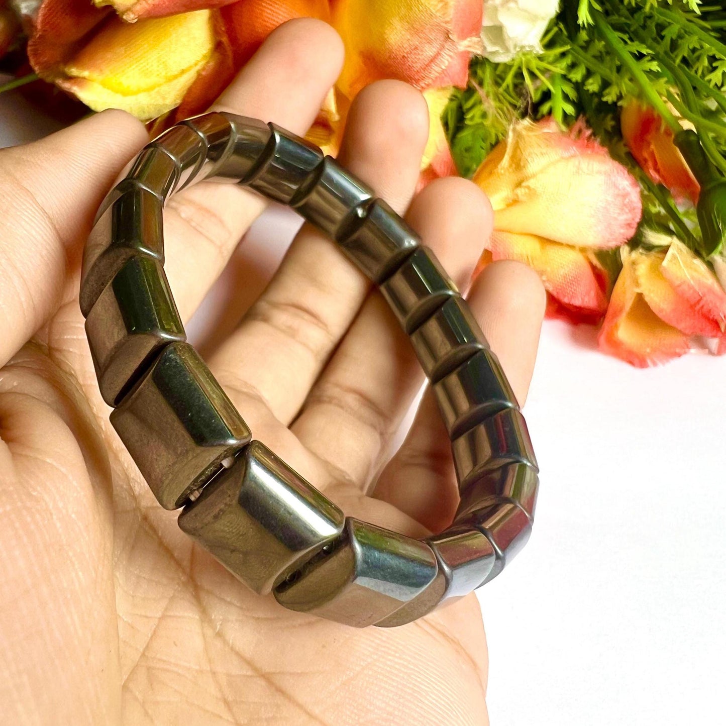 10 MM Hematite Stone Bengal Bracelet l Stretchable Bracelet l Unisex Bracelet AAAAA