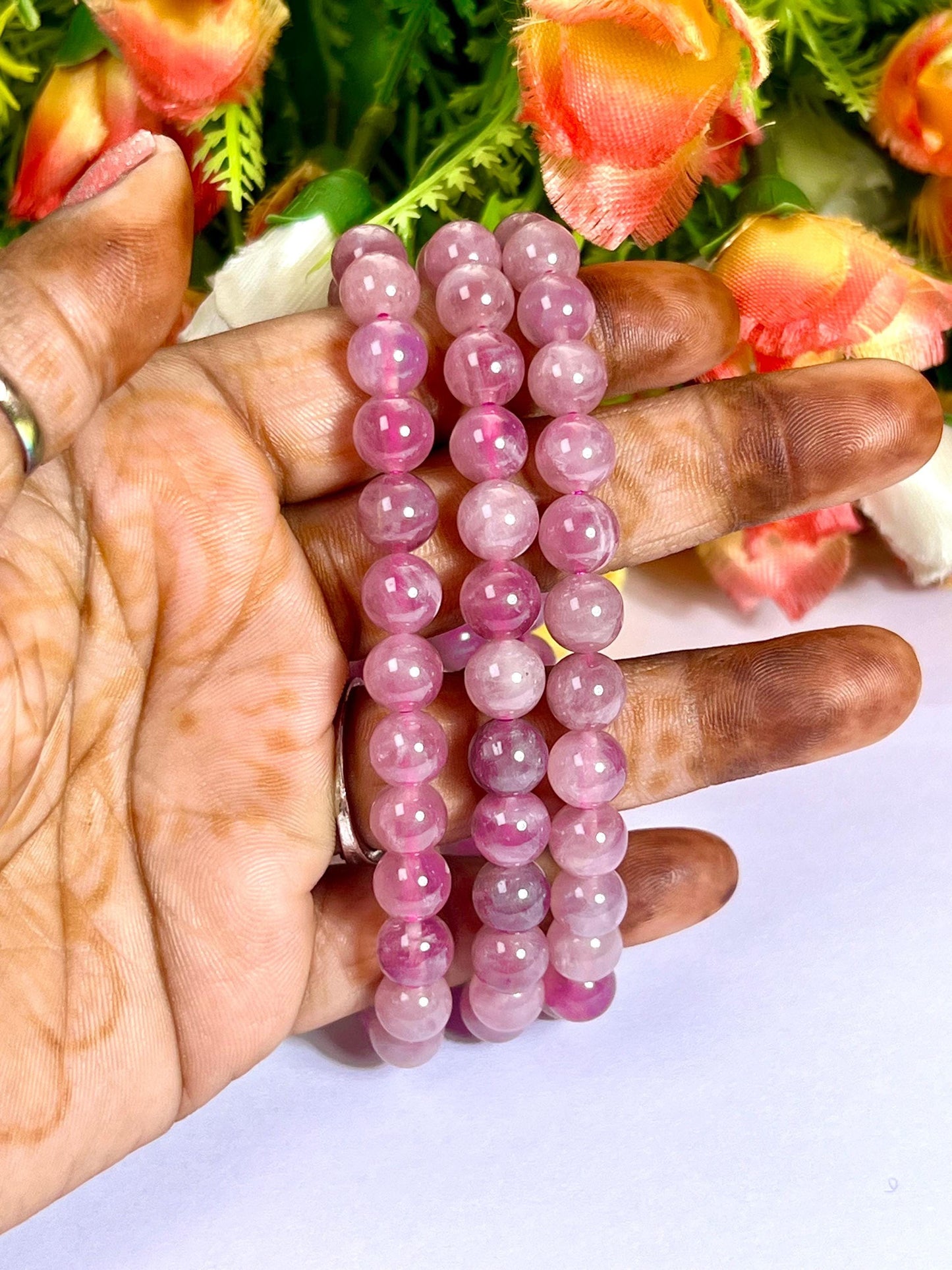 Madagascar Rose Quartz Stone l Stretchable Bracelet l Unisex Bracelet l 8 MM Bracelet
