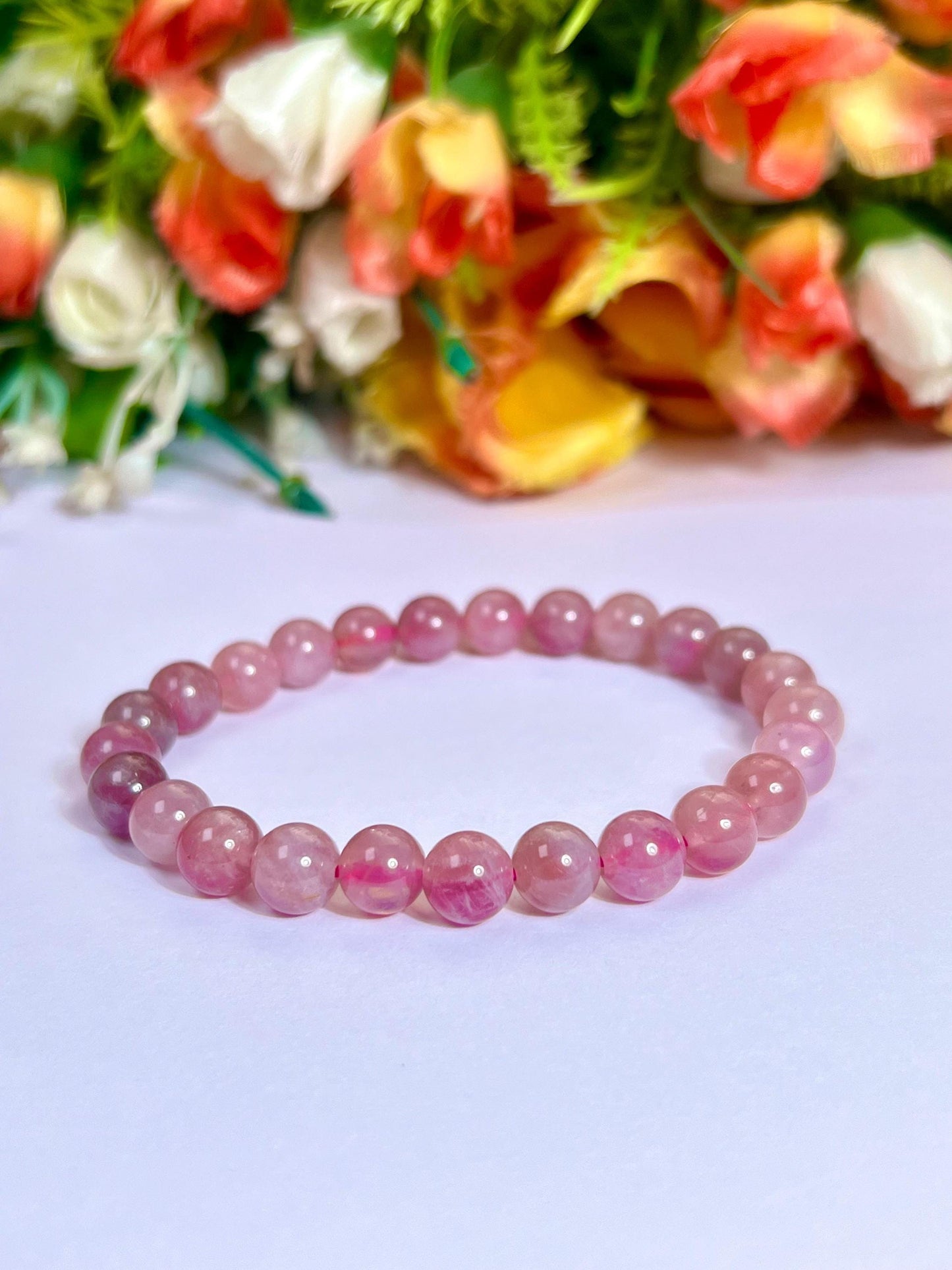 Madagascar Rose Quartz Stone l Stretchable Bracelet l Unisex Bracelet l 8 MM Bracelet