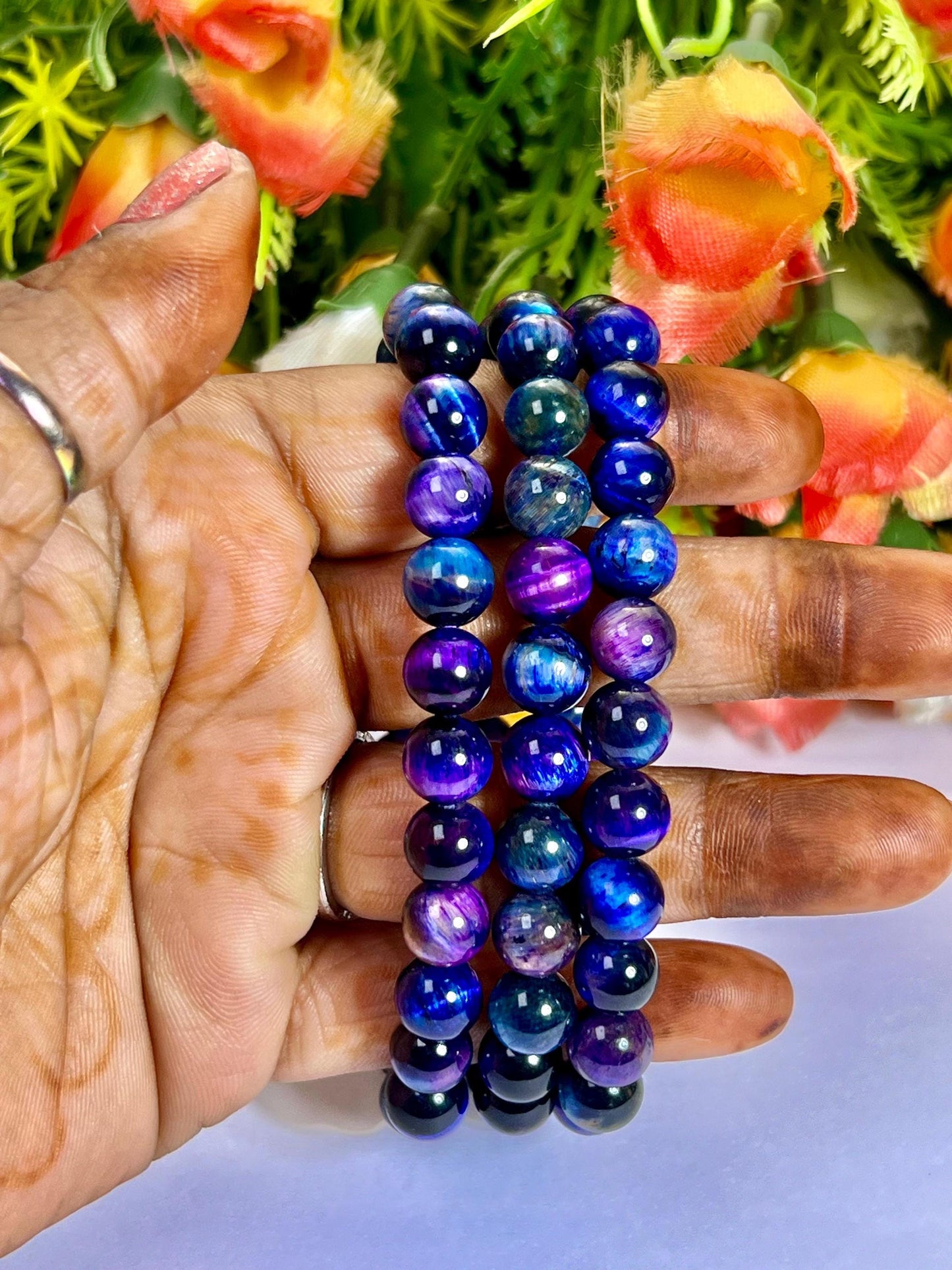 Galaxy Tiger Eye Stone Bracelet l Stretchable Bracelet l Unisex Bracelet l 8 MM Bracelet