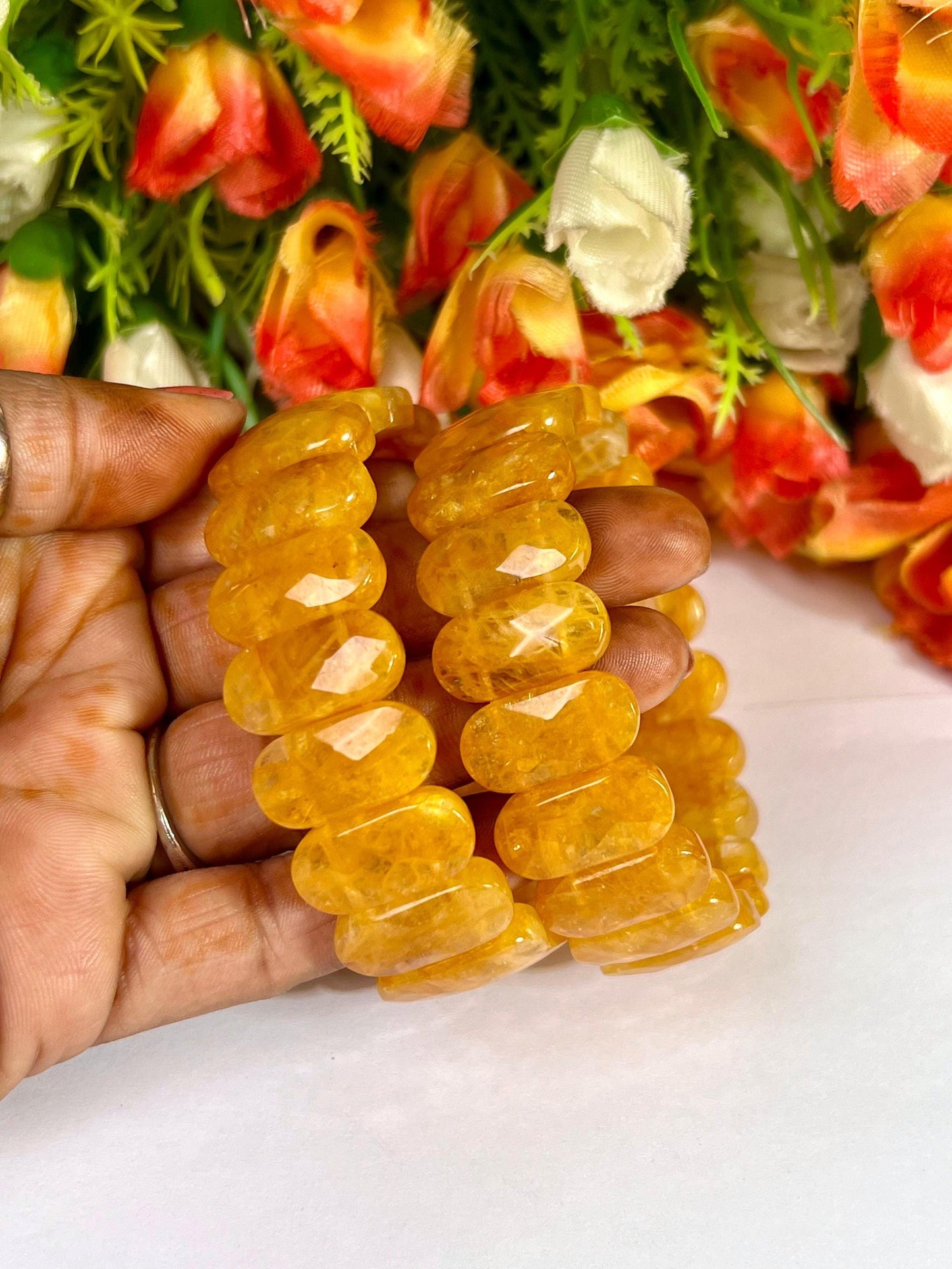 20 MM Golden Healer Quartz Stone Bracelet l Stretchable Bracelet AAAAA +++++