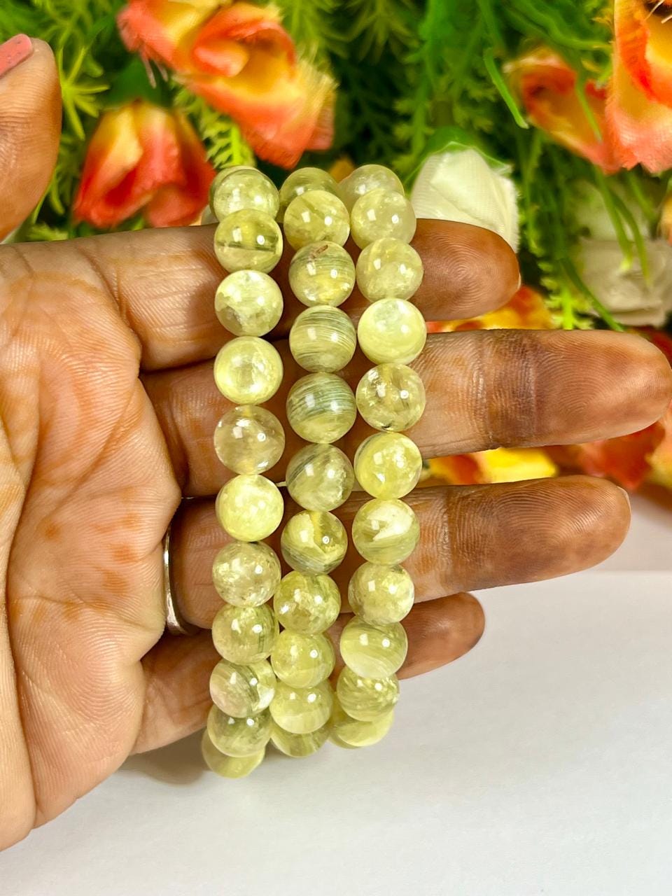 Muscovite Mica Stone Bracelet l Stretchable Bracelet l Unisex Bracelet l 8 MM Bracelet