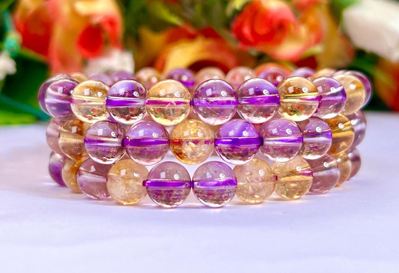 Ametrine Stone Bracelet l Stretchable Bracelet l Unisex Bracelet l 8 MM Bracelet