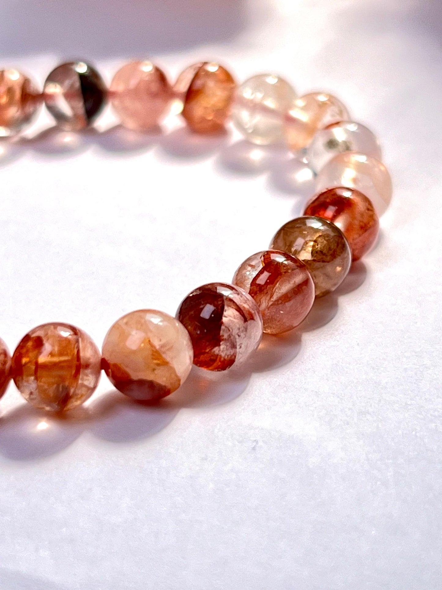 Red Fire Azeztulite Stone Bracelet l Stretchable Bracelet l Unisex Bracelet l 8 MM Bracelet