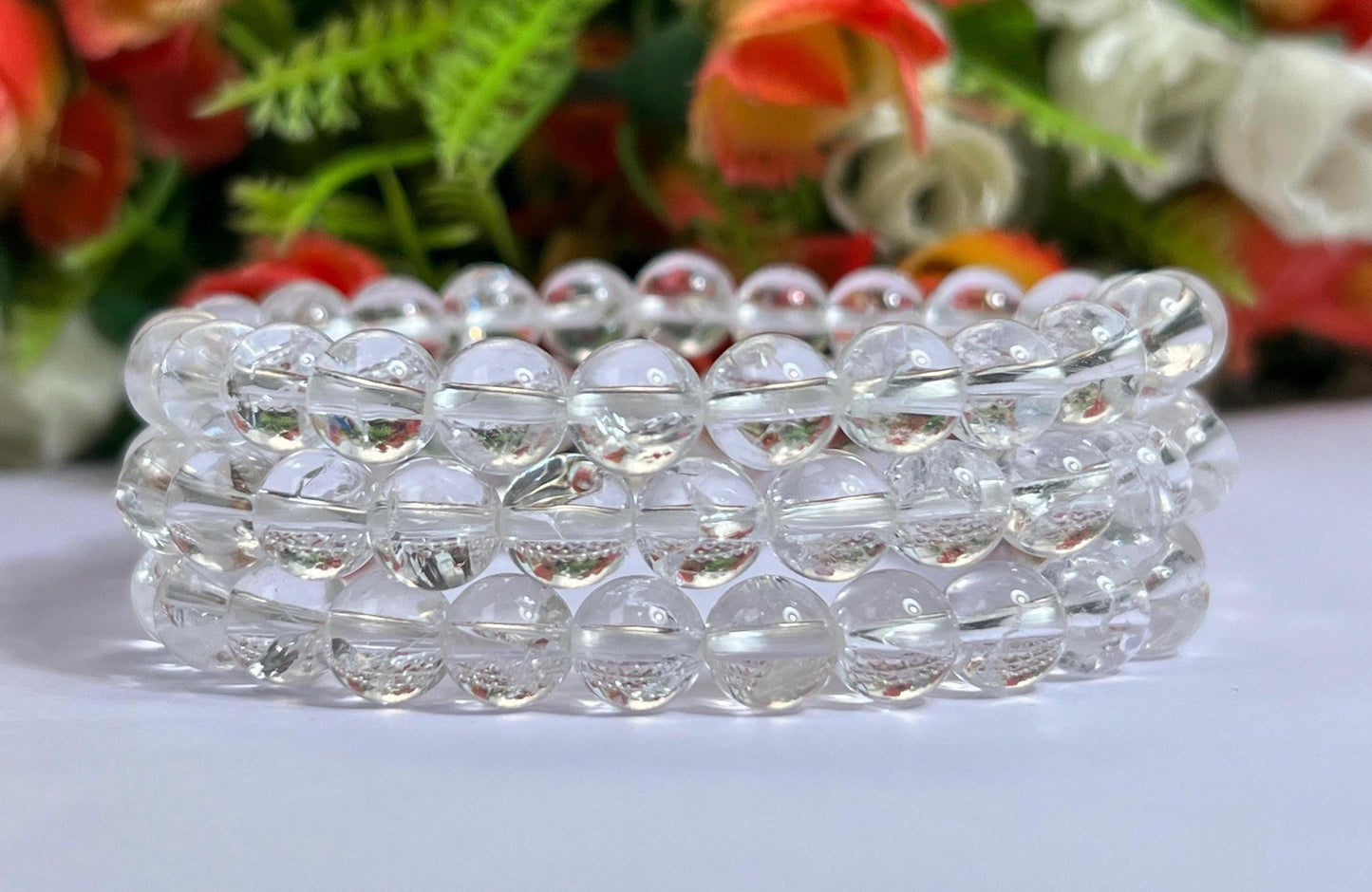 Rainbow Anandalite Quartz Aurora Quartz Crystal Stone Bracelet l Stretchable Bracelet l Unisex Bracelet l 8 MM Bracelet