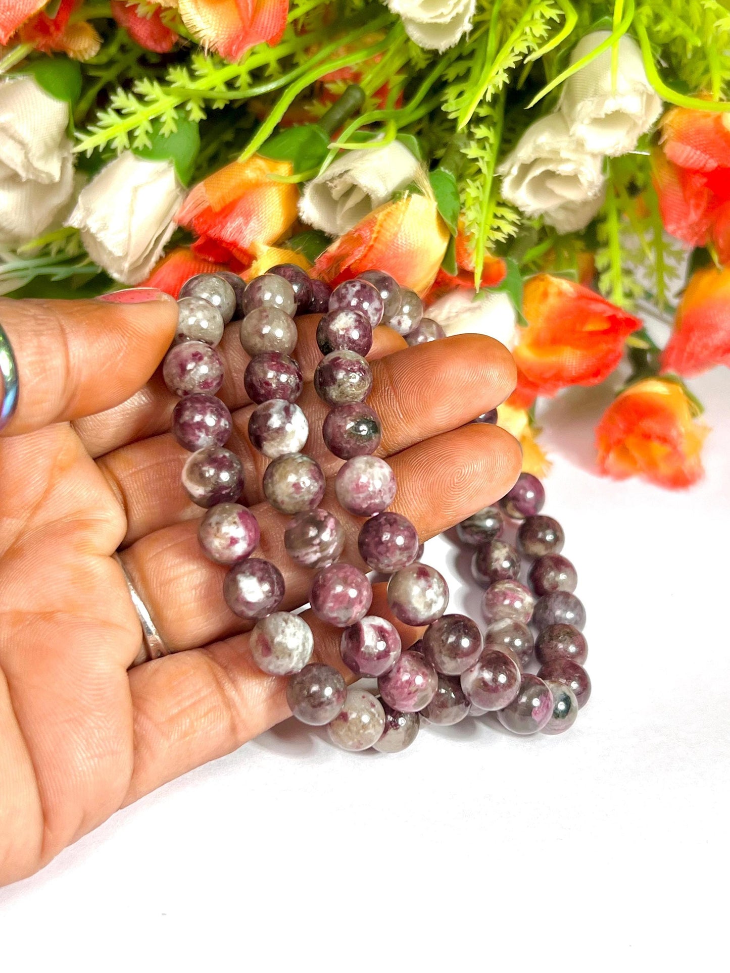 Kakortokite Stone Bracelet l Stretchable Bracelet l Unisex Bracelet l 8 MM Bracelet