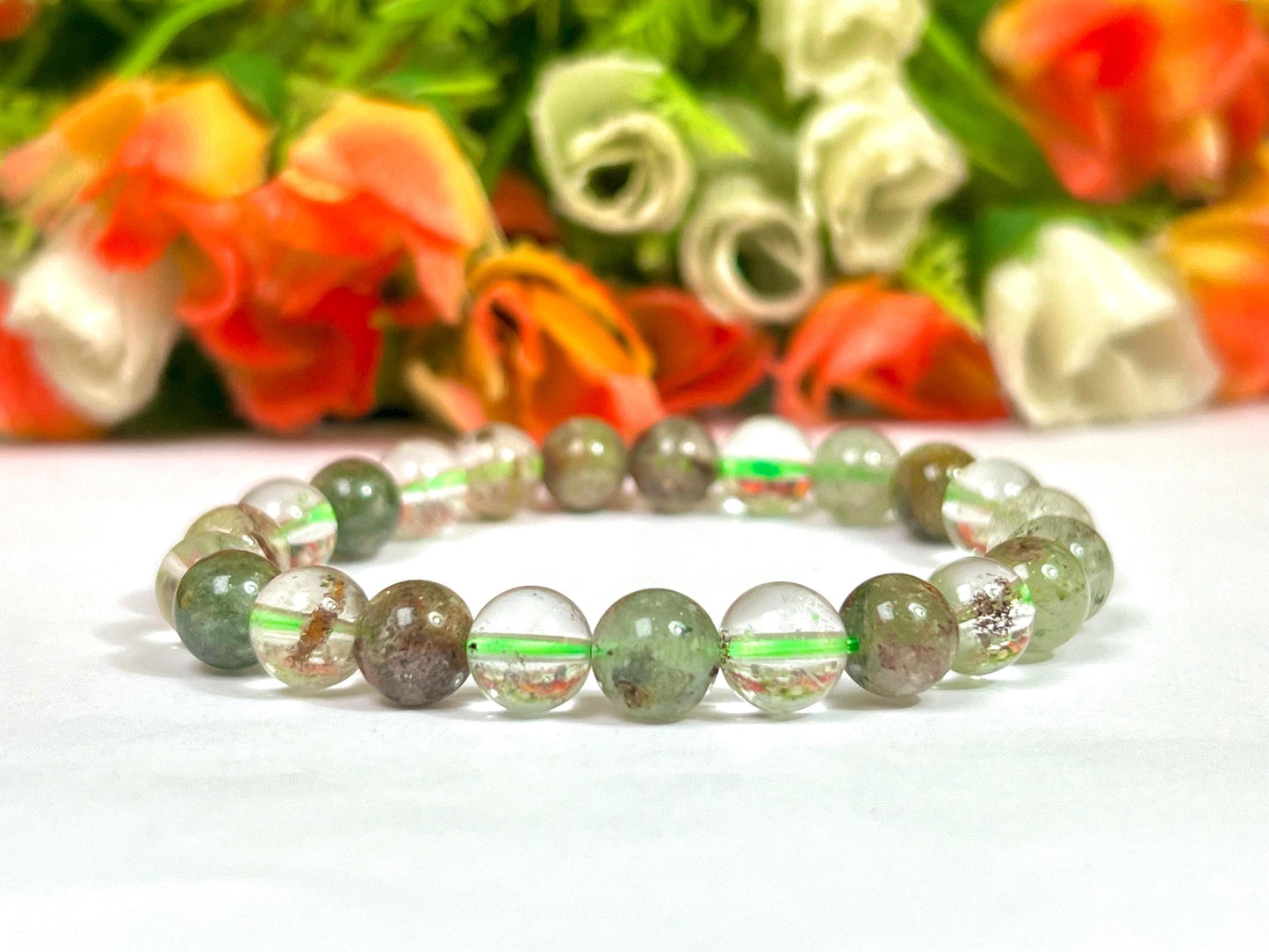 Shamanic Dream Quartz Stone l Lodolite Stone l Chaman Dream Quartz Bracelet l Stretchable Bracelet l Unisex Bracelet l 8 MM Bracelet