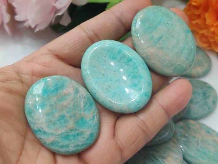 Amazonite Worry Stone – Crystal Worry Stone – Pocket Stone – Healing Crystal - 4.5x3.5cm