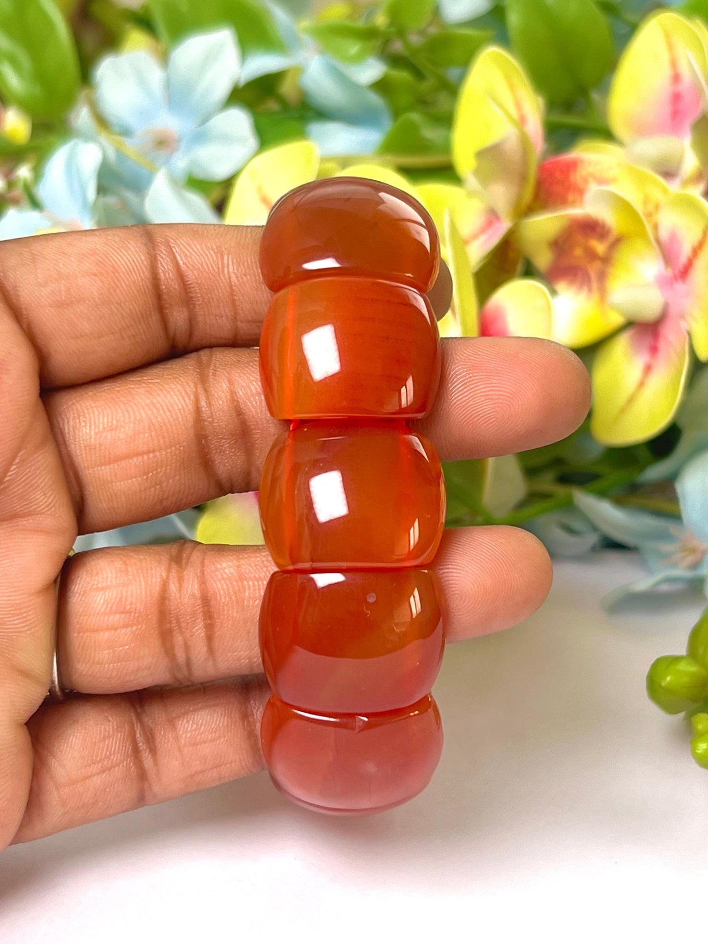 20 MM Carnelian Stone Rectangle Shape Bracelet l Stretchable Bracelet