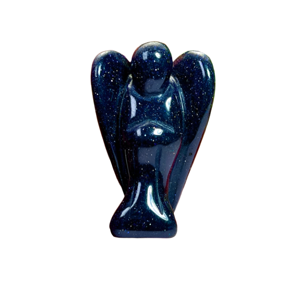 Blue Goldstone Angel – 2" Guardian Angel for Ambition, Confidence & Cosmic Energy