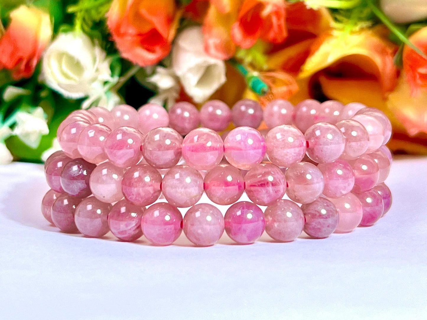 Madagascar Rose Quartz Stone l Stretchable Bracelet l Unisex Bracelet l 8 MM Bracelet