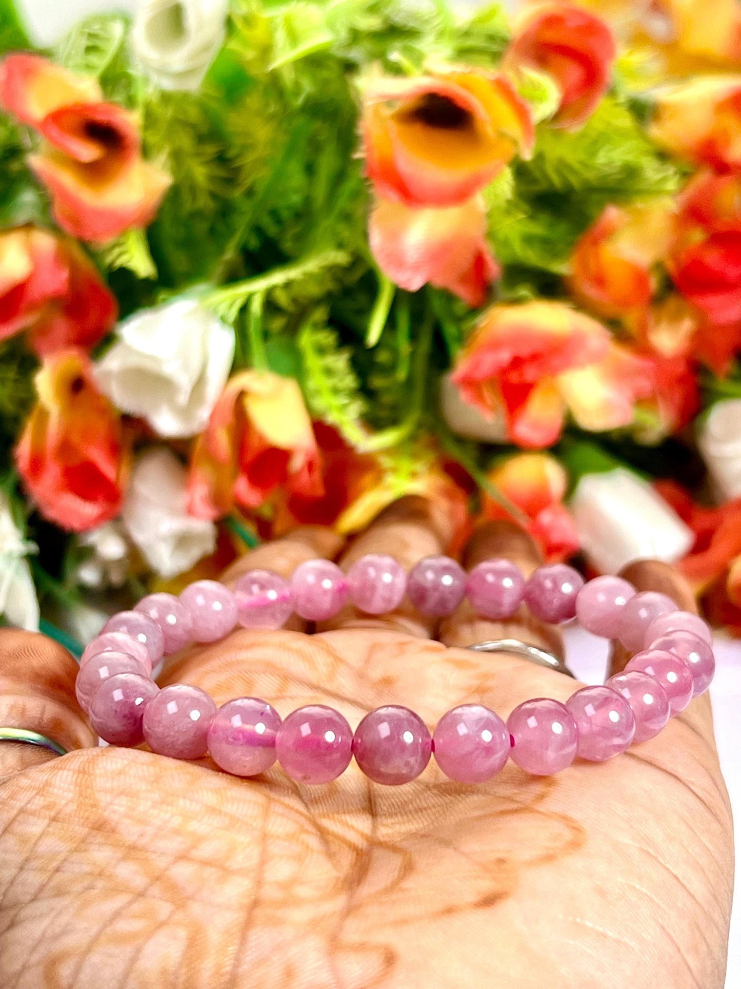 Madagascar Rose Quartz Stone l Stretchable Bracelet l Unisex Bracelet l 8 MM Bracelet