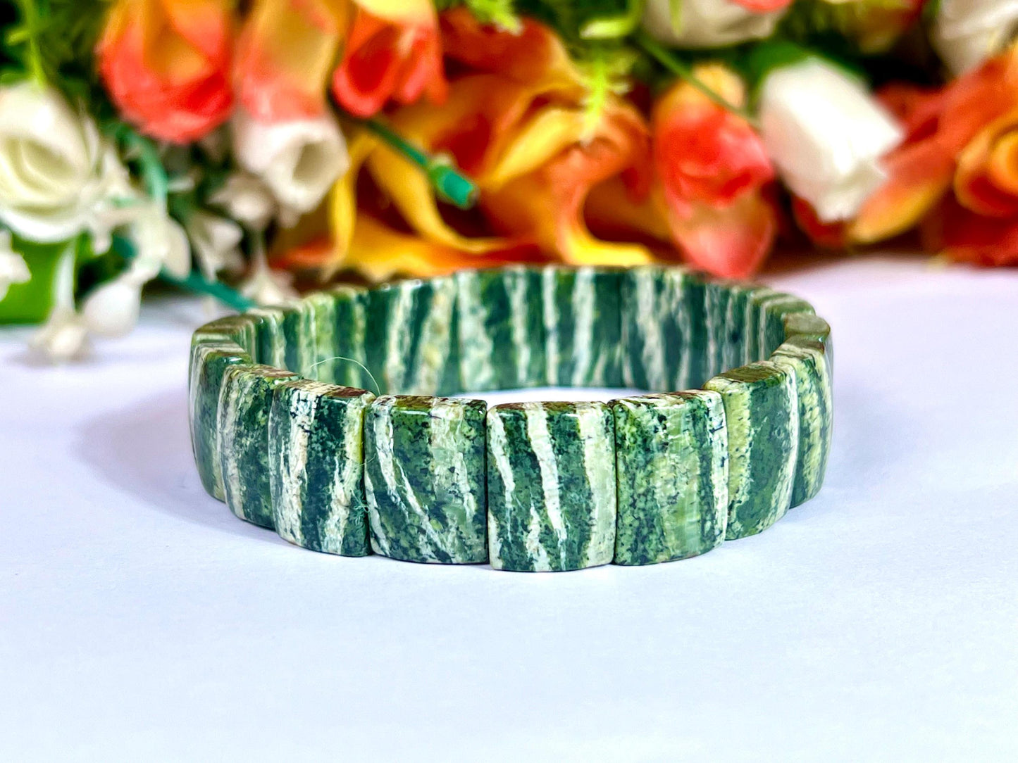 15 MM Chrysotile Stone Bracelet l Stretchable Bracelet AAAAA +++++